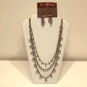 Park Lane Celebrity Gray Pearl necklace &earrings